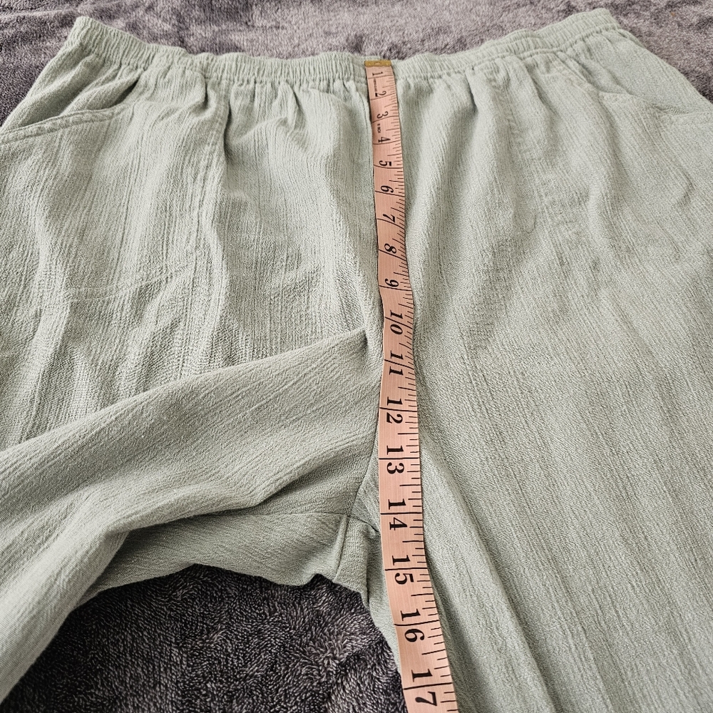 Tradition Pull On Pants Sage Green Cotton Blend Loosefit Lightweight Womens 18 W - Picture 6 of 11
